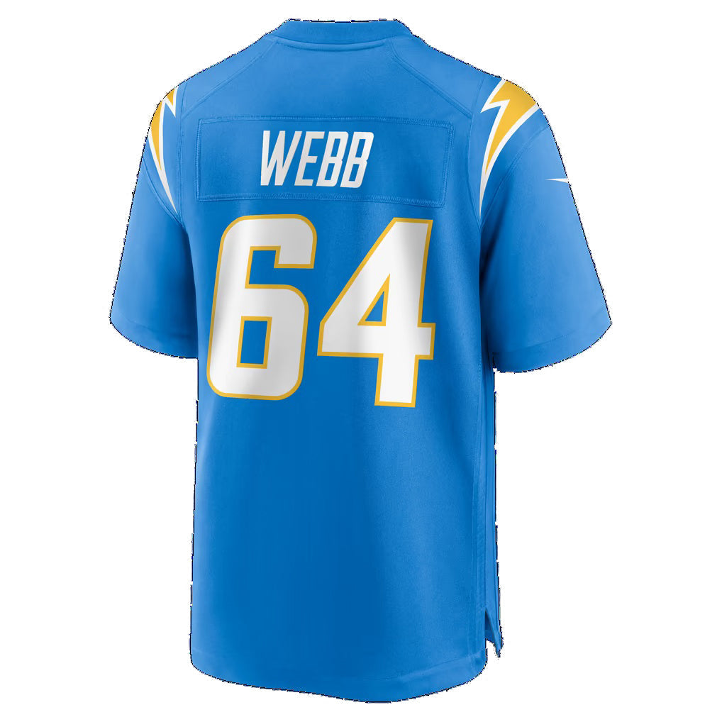 LA.Chargers #64 Terry Webb Powder Blue Team Game Football Jersey
