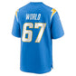 LA.Chargers #67 Isaiah World Powder Blue Team Game Football Jersey