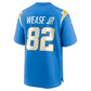 LA.Chargers #82 Theo Wease Jr. Powder Blue Team Game Football Jersey