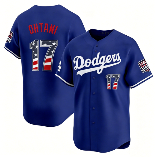 Los Angeles Dodgers #17 Shohei Ohtani Royal USA 250 Fourth of July Limited Baseball Stitched Jersey