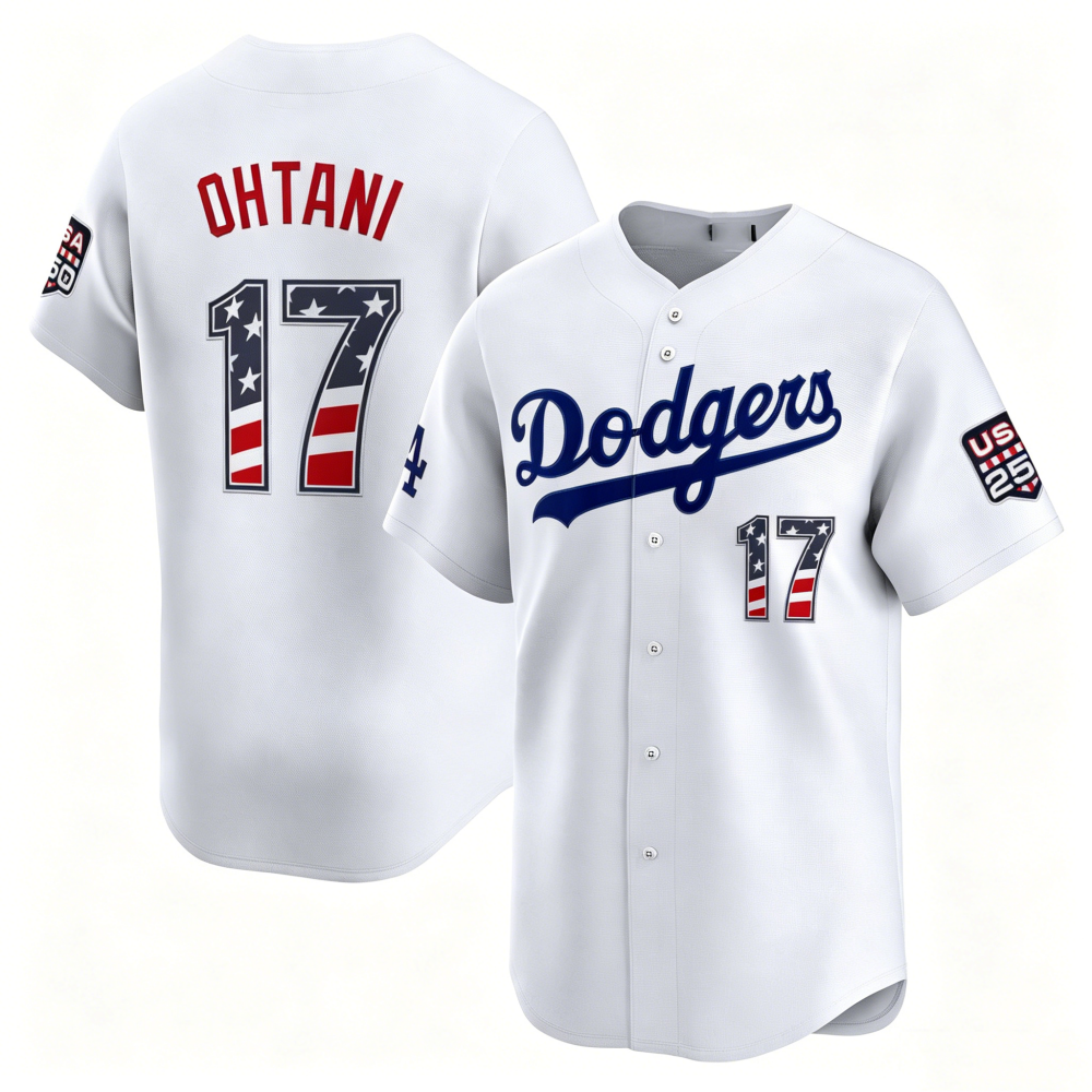 Los Angeles Dodgers #17 Shohei Ohtani White USA 250 Fourth of July Limited Baseball Stitched Jersey