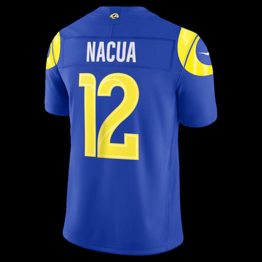 LA.Rams #12 Puka Nacua Royal Vapor F.U.S.E. Sewn Down Limited Stitched Football American Jersey