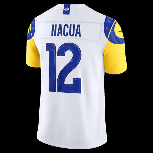 LA.Rams #12 Puka Nacua White Vapor F.U.S.E. Sewn Down Limited Stitched Football American Jersey