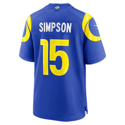 LA.Rams #15 Ty Simpson Royal 2026 Draft First Round Pick No. 13 Team Game Stitched Football American Jersey