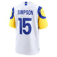 LA.Rams #15 Ty Simpson White Game Football Jersey