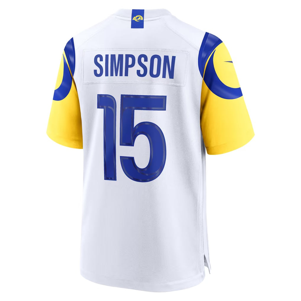 LA.Rams #15 Ty Simpson White Game Football Jersey