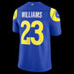 LA.Rams #23 Kyren Williams Royal Vapor F.U.S.E. Sewn Down Limited Stitched Football American Jersey