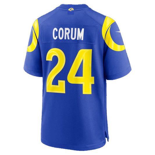 LA.Rams #24 Blake Corum Royal Game Football Jersey