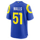 LA.Rams #51 Eddie Walls III Royal Game Football Jersey