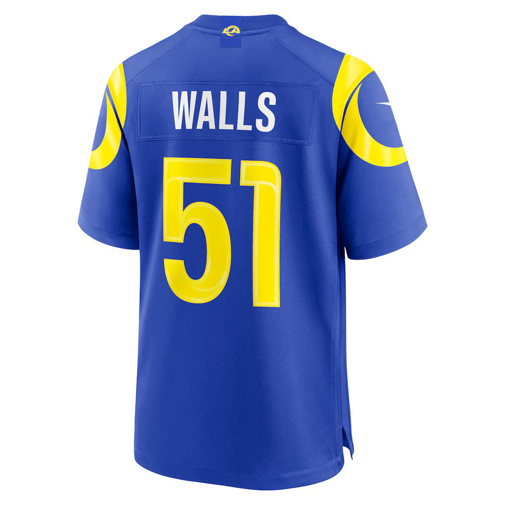 LA.Rams #51 Eddie Walls III Royal Game Football Jersey