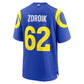 LA.Rams #62 Payton Zdroik Royal Game Football Jersey