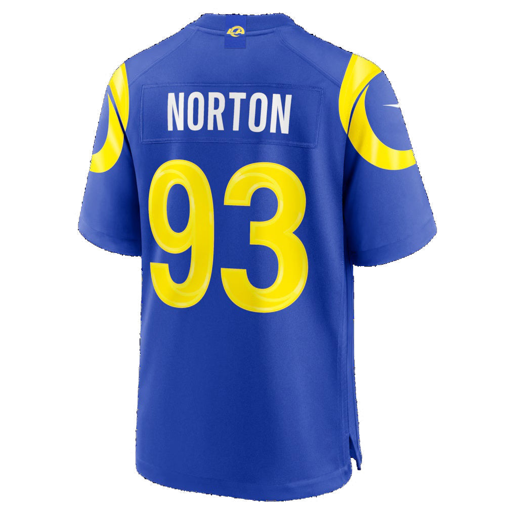 LA.Rams #93 Bill Norton Royal Team Game Football Jersey