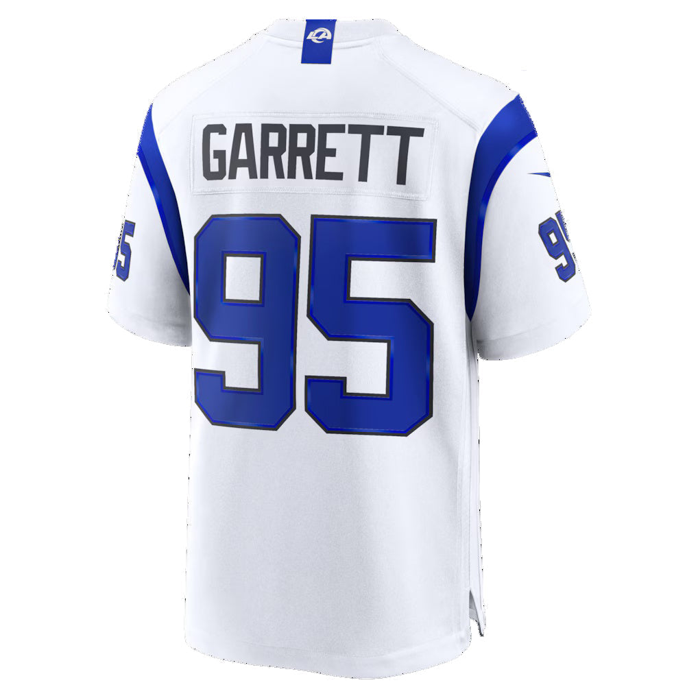 LA.Rams #95 Myles Garrett Fearsome White Game Football Jersey