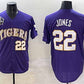 L.Tigers #22 Jared Jones Purple 2025 World Series Stitched Baseball American College Jerseys