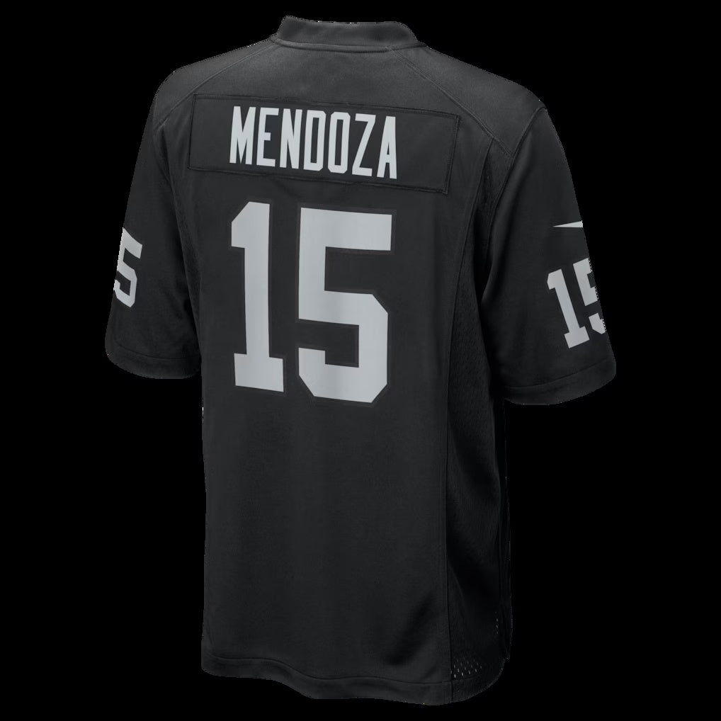 LV.Raiders #15 Fernando Mendoza Black 2026 Draft First Round Pick No. 1 Team Game Stitched Football American Jersey