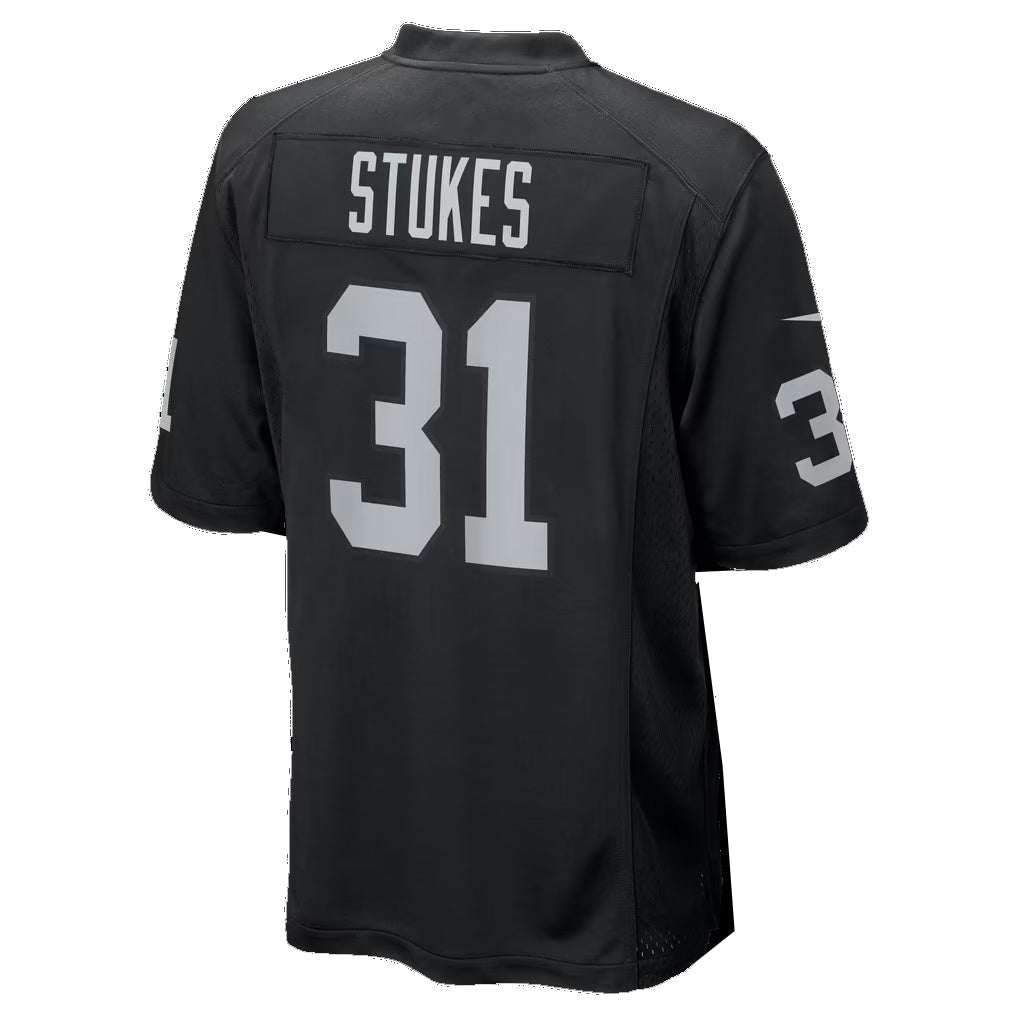 LV.Raiders #31 Treydan Stukes Black Team Game Football Jersey