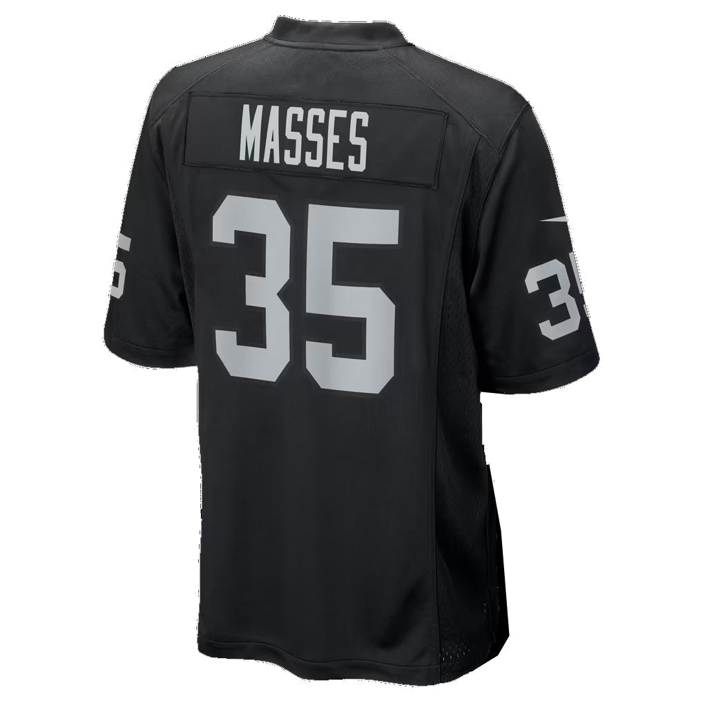 LV.Raiders #35 Hezekiah Masses Black Team Game Football Jersey