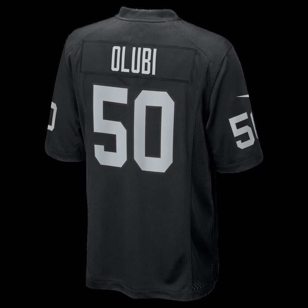 LV.Raiders #50 Segun Olubi Black Team Game Stitched Football American Jersey