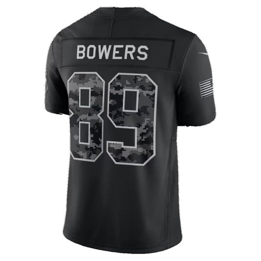 LV.Raiders #89 Brock Bowers Black 2026 Salute to Service Stitched Limited Football Jersey