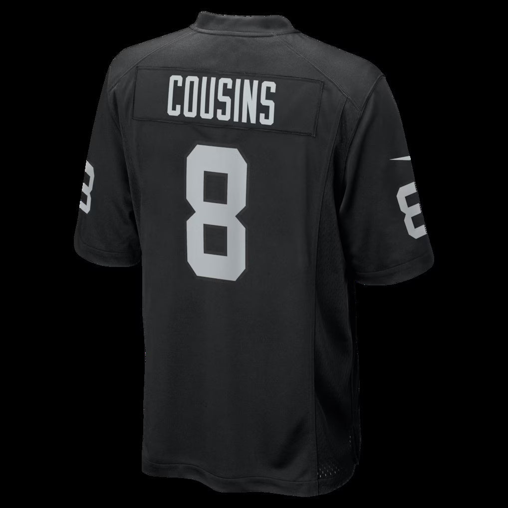 LV.Raiders #8 Kirk Cousins Black Team Game Stitched Football American Jersey