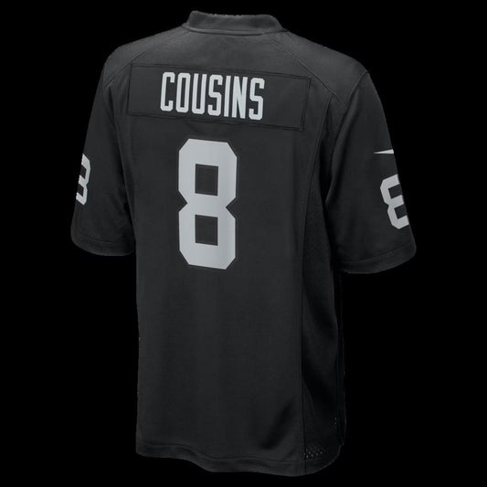 LV.Raiders #8 Kirk Cousins Black Team Game Stitched Football American Jersey