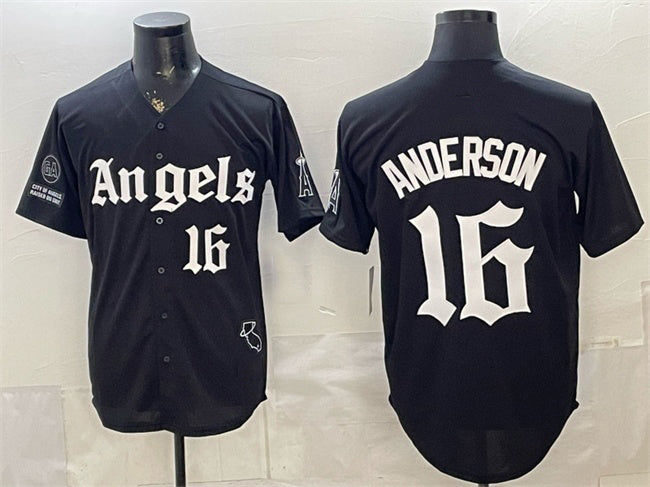 Los Angeles Angels #16 Garret Anderson Black 'Gothic Halo Edition' Vapor Limited Stitched Jersey