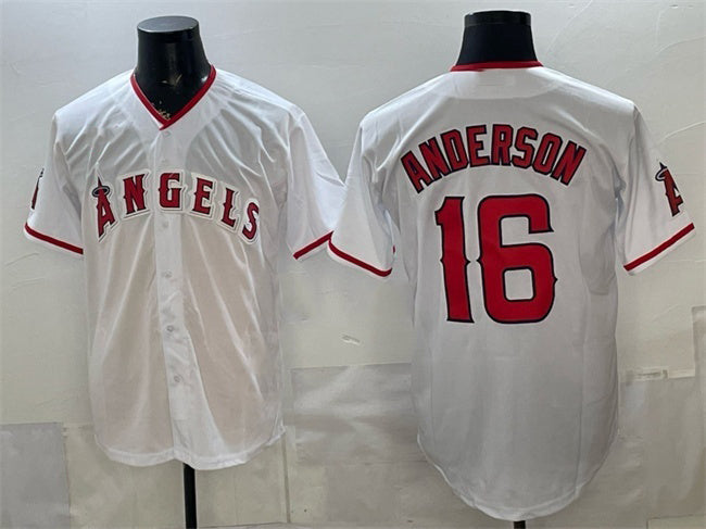 Los Angeles Angels #16 Garret Anderson White Stitched Jersey