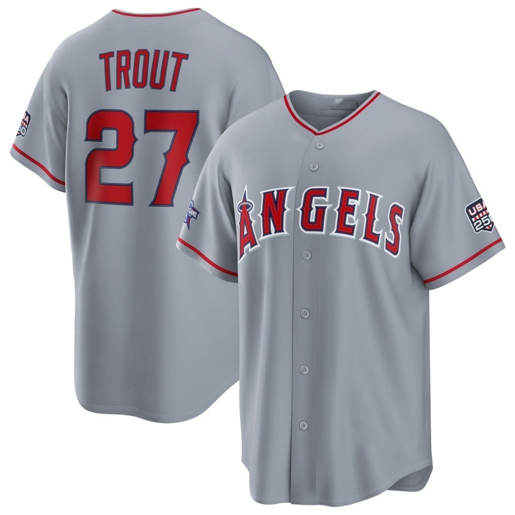 Los Angeles Angels #27 Mike Trout 2026 All-Star Game Gray Replica Baseball Jersey