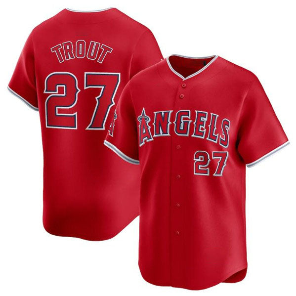 Los Angeles Angels #27 Mike Trout Red Alternate Limited Baseball Stitc ...