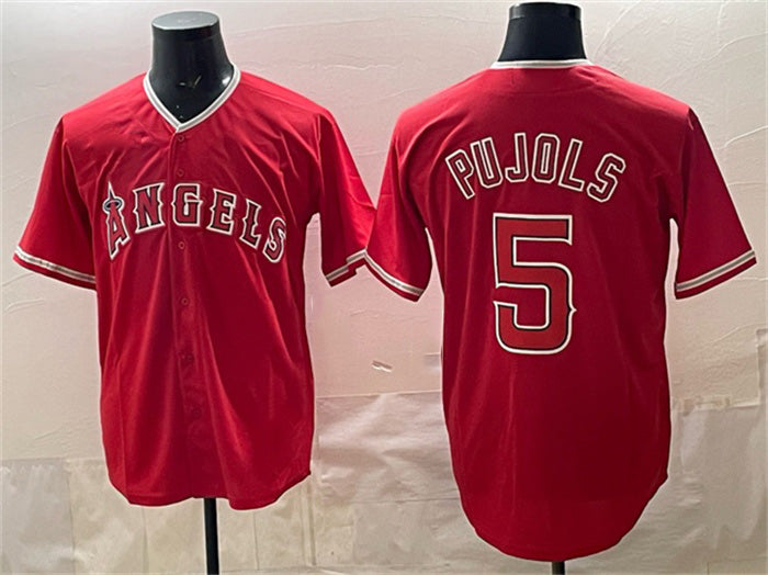 Los Angeles Angels #5 Albert Pujols Red Stitched Baseball Jersey