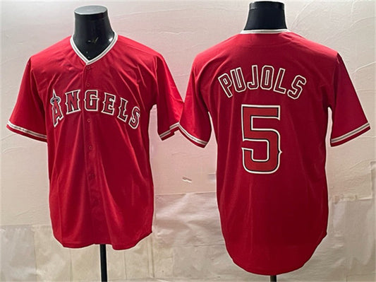 Los Angeles Angels #5 Albert Pujols Red Stitched Baseball Jersey