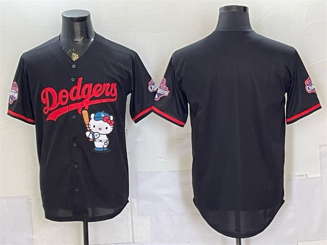Los Angeles Dodgers Blank Black Hello Kitty Night 2025 World Series Champions Patch Stitched Jersey
