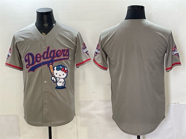 Los Angeles Dodgers Blank Grey Hello Kitty Night 2025 World Series Champions Patch Stitched Jersey