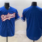 Los Angeles Dodgers Blank Royal With American Flag Patch Limited Stitched Baseball Jersey