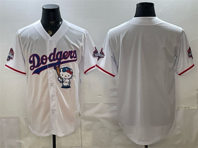 Los Angeles Dodgers Blank White Hello Kitty Night 2025 World Series Champions Patch Stitched Jersey