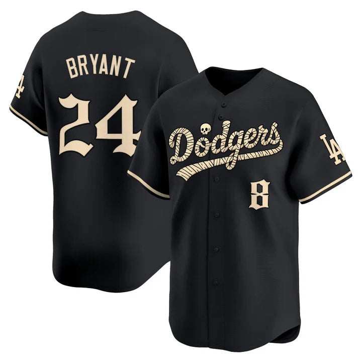 Los Angeles Dodgers Front #8 Back #24 Kobe Bryant Black 'Halloween Mummy Edition' Premier Limited Stitched Baseball Jersey