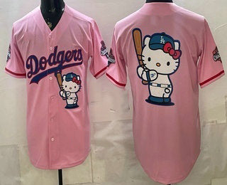 Los Angeles Dodgers Pink Hello Kitty Big Logo 2025 World Series Champions Limited Jersey