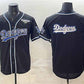 Los Angeles Dodgers Team Big Logo Black Fashion 2025 World Series Cool Base Stitched Baseball Jersey