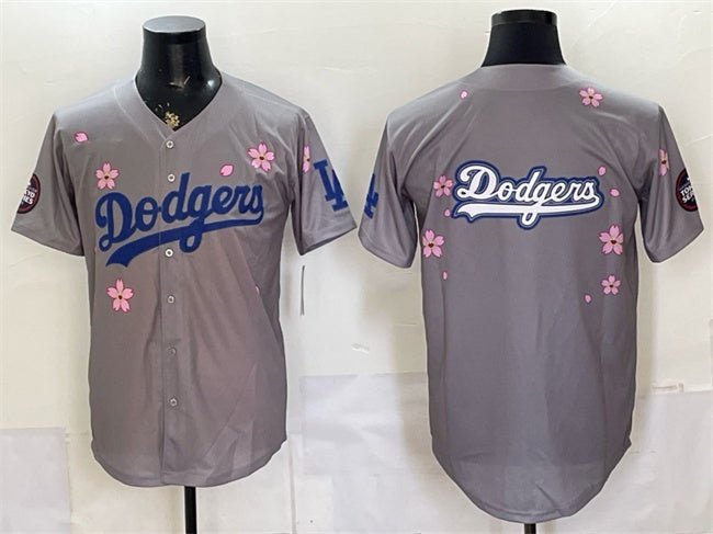 Los Angeles Dodgers Team Big Logo Grey 2025 Tokyo Series Limited Stitched Jersey