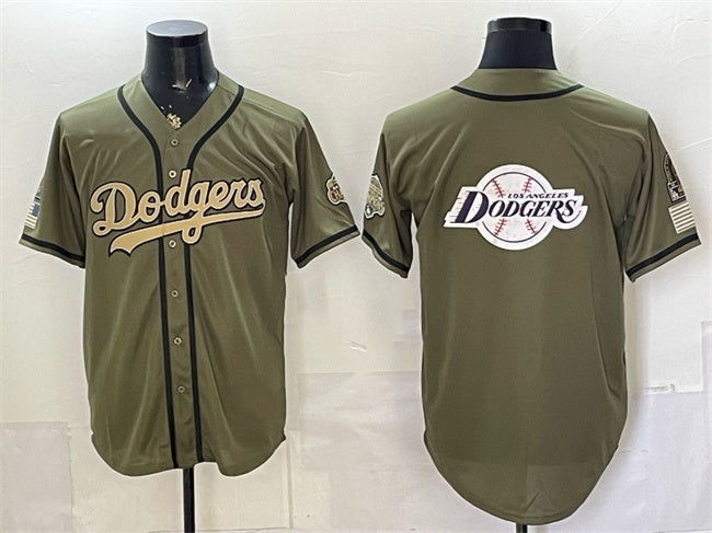 Los Angeles Dodgers Team Big Logo Olive 2026 Armed Forces Day Stitched Jersey 2