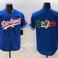 Los Angeles Dodgers Team Big Logo Royal With American Flag Patch Limited Stitched Baseball Jersey