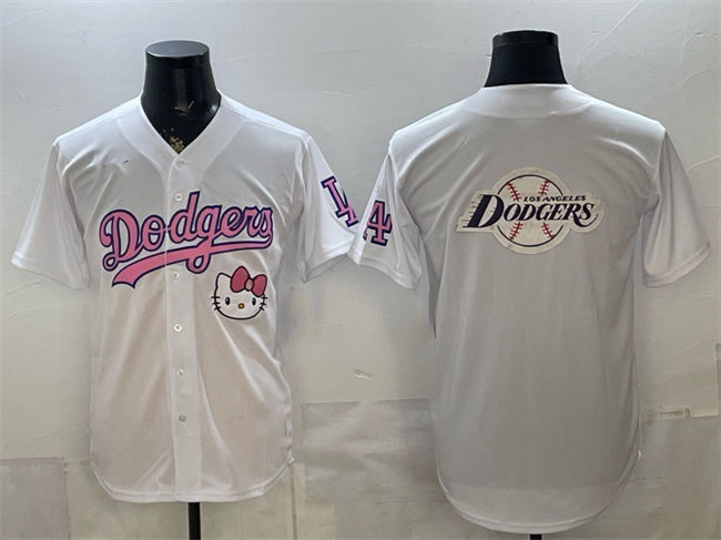Los Angeles Dodgers Team Big Logo White Hello Kitty Night Stitched Jersey