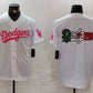 Los Angeles Dodgers Team Big Logo White Pink Vin & Kobe Patch Stitched Baseball Jersey