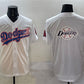 Los Angeles Dodgers Team Big Logo White With American Flag Patch Limited Stitched Baseball Jersey