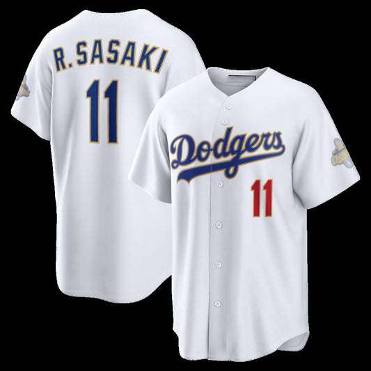 Los Angeles Dodgers #11 Roki Sasaki White 2026 Gold Collection Stadium Stitched Baseball Jersey