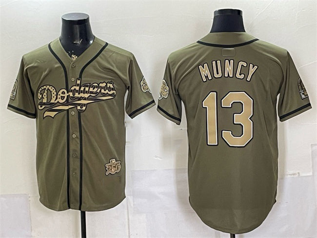 Los Angeles Dodgers #13 Max Muncy Olive 2026 Armed Forces Day Stitched Jersey