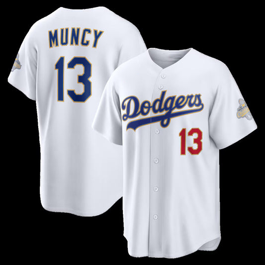 Los Angeles Dodgers #13 Max Muncy White 2026 Gold Collection Stadium Stitched Baseball Jersey