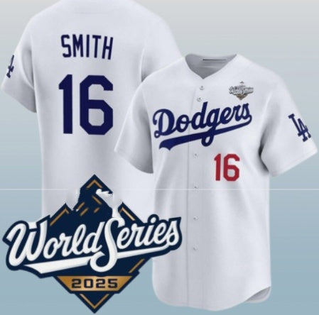Los Angeles Dodgers #16 Will Smith White 2025 World Series Home Limited Stitched Baseball Jersey