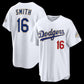 Los Angeles Dodgers #16 Will Smith White 2026 Gold Collection Stadium Stitched Baseball Jersey