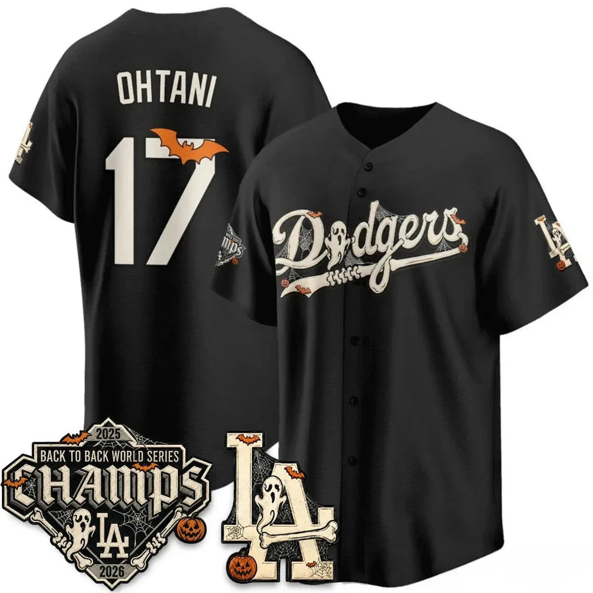 Los Angeles Dodgers #17 Shohei Ohtani Black Halloween 2026 Baseball Jersey